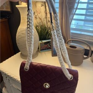Red Textured Shoulder Bag with Braided Straps